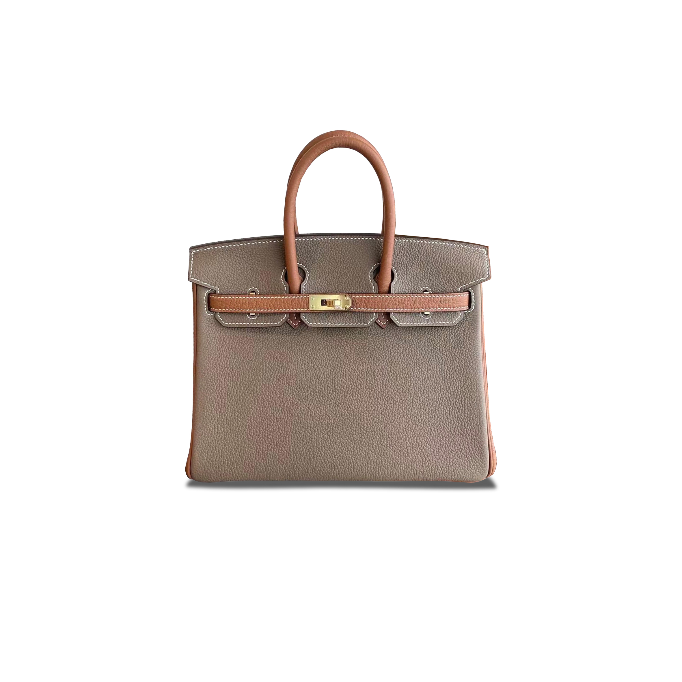 HERMES BIRKIN 25 OUT DOOR LEATHER ELEPHANT GRAY GOLDEN BROWN 9768963 (25*20*13cm)